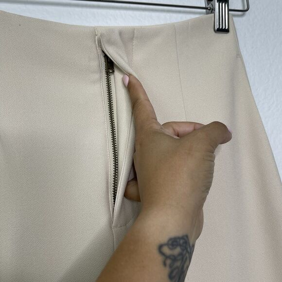 ABERCROMBIE & FITCH Trouser Pants 00 Short Wide Leg Ivory High Waist Menswear - Picture 7 of 14